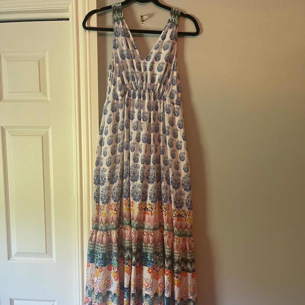 Anthropologie maxi sun dress floral design cotton